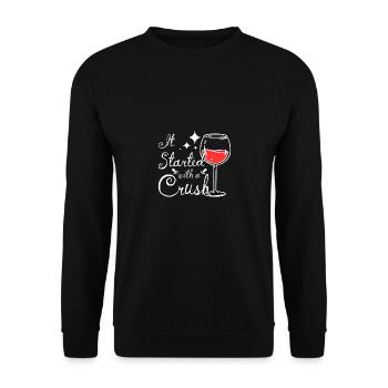 Cela commence par un coup de cœur pour la vinification - Sweat-shirt Unisexe - noir - Devant - Alina (178cm) & Michal (187cm)