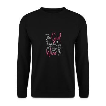 This girl runs on dogs and wine - Unisex Pullover - Schwarz - Vorne - Alina (178cm) & Michal (187cm)