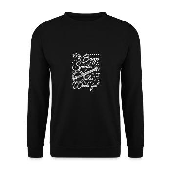 My banjo speaks when words fail - Unisex Sweatshirt - black - Front - Alina (178cm) & Michal (187cm)