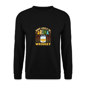 Le plus susceptible de boire tout le whisky - Sweat-shirt Unisexe - noir - Devant - Alina (178cm) & Michal (187cm)