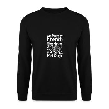 Dog owner play french horn pet dogs - Unisex Sweatshirt - black - Front - Alina (178cm) & Michal (187cm)