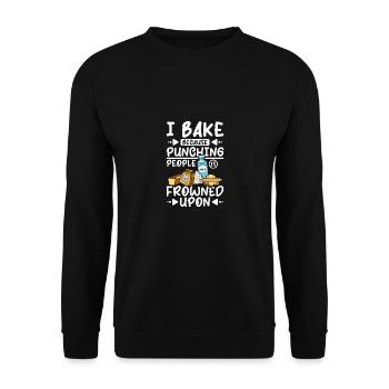 I bake because punching people is frowned upon - Unisex Sweatshirt - black - Front - Alina (178cm) & Michal (187cm)