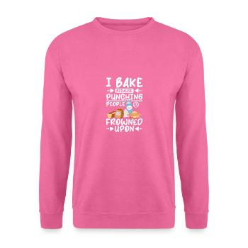 I bake because punching people is frowned upon - Unisex Pullover - Pink - Vorne
