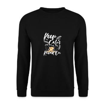 Baking bread, keep calm and kneed on - Unisex Sweatshirt - black - Front - Alina (178cm) & Michal (187cm)