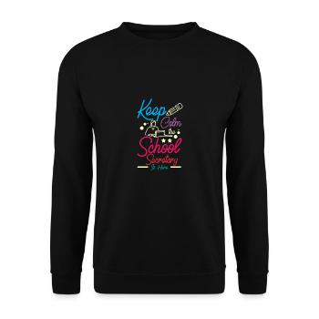 Restez calme, le secrétariat de l’école est là - Sweat-shirt Unisexe - noir - Devant - Alina (178cm) & Michal (187cm)