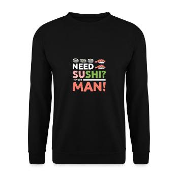 Need Sushi? I'm your man - Unisex Pullover - Schwarz - Vorne - Alina (178cm) & Michal (187cm)