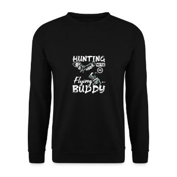 Hunting with my flying buddy Falconer - Unisex Sweatshirt - black - Front - Alina (178cm) & Michal (187cm)