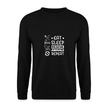 Eat sleep rescue animals repeat - Unisex Pullover - Schwarz - Vorne - Alina (178cm) & Michal (187cm)