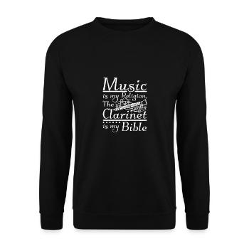 La musique est ma religion, la clarinette est ma bible - Sweat-shirt Unisexe - noir - Devant - Alina (178cm) & Michal (187cm)