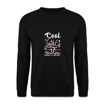 Des filles cool jouent à la flûte à bec - Sweat-shirt Unisexe - noir - Devant - Alina (178cm) & Michal (187cm)