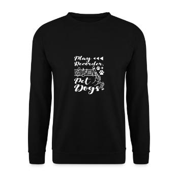 Jouer à la flûte à bec pour chiens de compagnie - Sweat-shirt Unisexe - noir - Devant - Alina (178cm) & Michal (187cm)