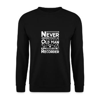 Ne sous-estimez jamais un vieil homme avec une flûte à bec - Sweat-shirt Unisexe - noir - Devant - Alina (178cm) & Michal (187cm)