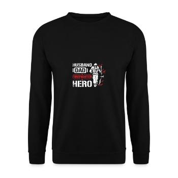 Husband dad firefighter hero - Unisex Sweatshirt - black - Front - Alina (178cm) & Michal (187cm)