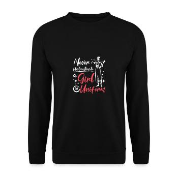 Never underestimate a girl in uniform - Unisex Sweatshirt - black - Front - Alina (178cm) & Michal (187cm)