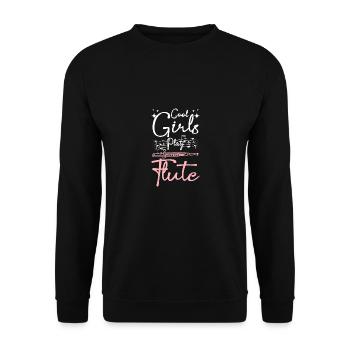 Cool girls play flute - Unisex Sweatshirt - black - Front - Alina (178cm) & Michal (187cm)