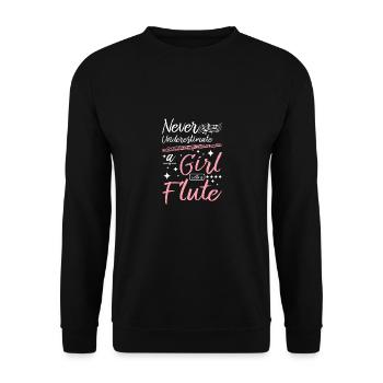 Ne sous-estimez jamais une fille avec une flûte - Sweat-shirt Unisexe - noir - Devant - Alina (178cm) & Michal (187cm)