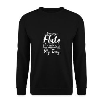 Playing flute makes my day - Unisex Sweatshirt - black - Front - Alina (178cm) & Michal (187cm)