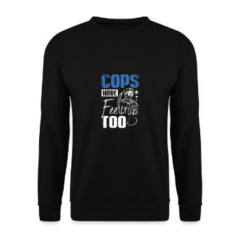 Cops have feelings too - Unisex Pullover - Schwarz - Vorne - Alina (178cm) & Michal (187cm)