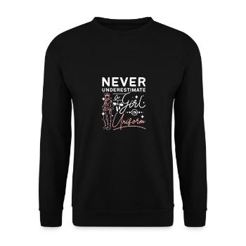 Never underestimate a girl in uniform - Unisex Sweatshirt - black - Front - Alina (178cm) & Michal (187cm)