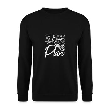 Mon plan d’évasion, jouer du saxophone - Sweat-shirt Unisexe - noir - Devant - Alina (178cm) & Michal (187cm)