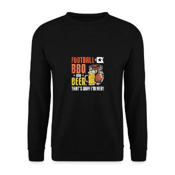 Football BBQ and Beer that's why I'm here tailgate - Unisex Pullover - Schwarz - Vorne - Alina (178cm) & Michal (187cm)