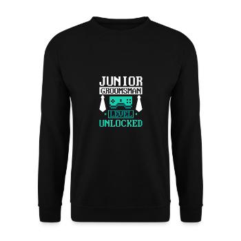 Groom Gaming Party Junior Groomsman Level Unlocked - Unisex Sweatshirt - black - Front - Alina (178cm) & Michal (187cm)