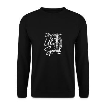 I let my uke speak, Ukulele player - Unisex Sweatshirt - black - Front - Alina (178cm) & Michal (187cm)