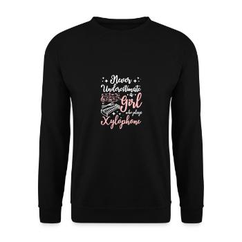 Never underestimate a girl who plays xylophone - Unisex Sweatshirt - black - Front - Alina (178cm) & Michal (187cm)