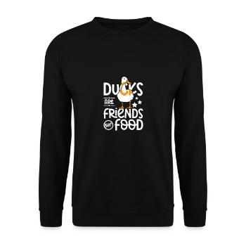 Vegan pet pekin ducks are friends not food - Unisex Pullover - Schwarz - Vorne - Alina (178cm) & Michal (187cm)