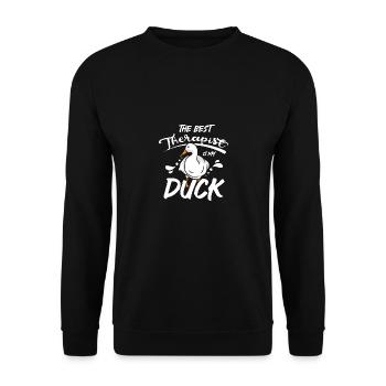 The best therapist is my pet pekin duck - Unisex Pullover - Schwarz - Vorne - Alina (178cm) & Michal (187cm)