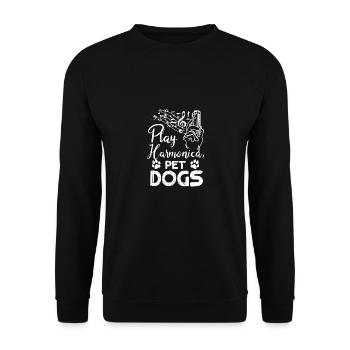 Dog owner harmonicist play harmonica pet dogs - Unisex Sweatshirt - black - Front - Alina (178cm) & Michal (187cm)