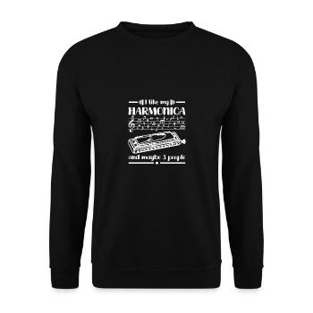 Harmonicist I like my harmonica and maybe 3 people - Unisex Sweatshirt - black - Front - Alina (178cm) & Michal (187cm)