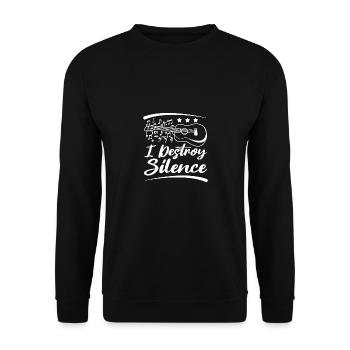 I destroy silence playing ukulele - Unisex Sweatshirt - black - Front - Alina (178cm) & Michal (187cm)