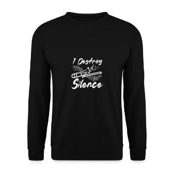 I destroy silence trombonist - Unisex Pullover - Schwarz - Vorne - Alina (178cm) & Michal (187cm)