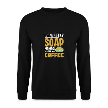 Powered by Soap Making and coffee - Unisex Pullover - Schwarz - Vorne - Alina (178cm) & Michal (187cm)