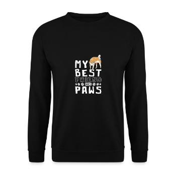 My best friend has paws Akita - Unisex Pullover - Schwarz - Vorne - Alina (178cm) & Michal (187cm)