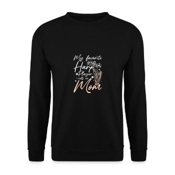 Fête des mères, mon joueur de harpe préféré m’appelle maman - Sweat-shirt Unisexe - noir - Devant - Alina (178cm) & Michal (187cm)