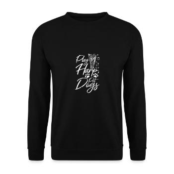 Dog owner play harp pet dogs - Unisex Sweatshirt - black - Front - Alina (178cm) & Michal (187cm)