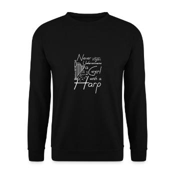 Ne sous-estimez jamais une fille avec une harpe - Sweat-shirt Unisexe - noir - Devant - Alina (178cm) & Michal (187cm)
