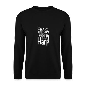 Keep calm and play harp - Unisex Sweatshirt - black - Front - Alina (178cm) & Michal (187cm)