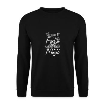 You have to feel the music bass guitar - Unisex Pullover - Schwarz - Vorne - Alina (178cm) & Michal (187cm)