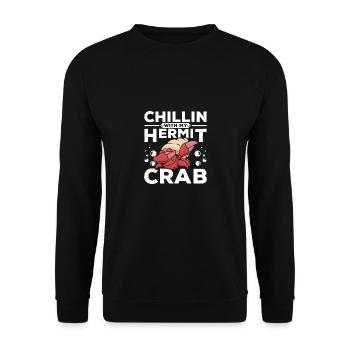 Chillin with my hermit crab - Unisex Pullover - Schwarz - Vorne - Alina (178cm) & Michal (187cm)