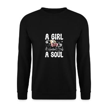 A girl a hermit crab a soul - Unisex Pullover - Schwarz - Vorne - Alina (178cm) & Michal (187cm)