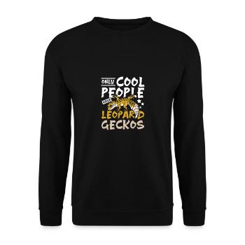 Only cool people have leopard geckos - Unisex Sweatshirt - black - Front - Alina (178cm) & Michal (187cm)