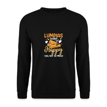 Lumpias make me happy you not so much - Unisex Pullover - Schwarz - Vorne - Alina (178cm) & Michal (187cm)
