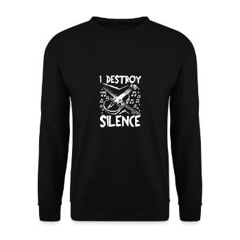 I destroy silence Viola player - Unisex Sweatshirt - black - Front - Alina (178cm) & Michal (187cm)