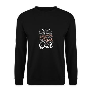 Never underestimate a girl with a oud - Unisex Pullover - Schwarz - Vorne - Alina (178cm) & Michal (187cm)
