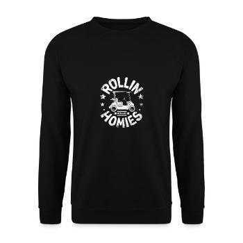 Rollin with my homies golf cart - Unisex Sweatshirt - black - Front - Alina (178cm) & Michal (187cm)