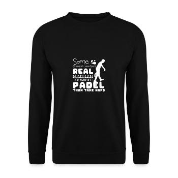 Certains grands-pères font la sieste, de vrais grands-pères jouent au padel - Sweat-shirt Unisexe - noir - Devant - Alina (178cm) & Michal (187cm)