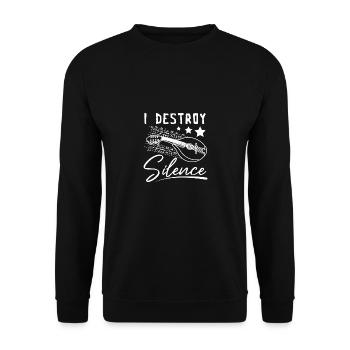 I destroy silence playing Mandolin - Unisex Pullover - Schwarz - Vorne - Alina (178cm) & Michal (187cm)